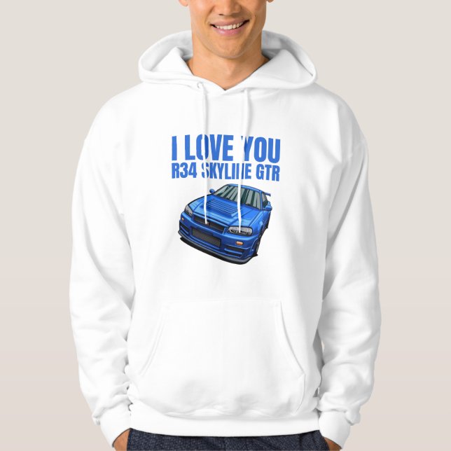 Veste À Capuche Je vous aime R34 Skyline GTR  (Devant)