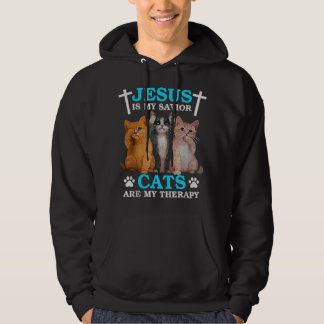 Veste À Capuche Jesus Is My Savior Cats Are My Therapy Christian F