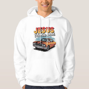 Veste À Capuche Jesus Prend le Volant Voiture Musclée Vintage