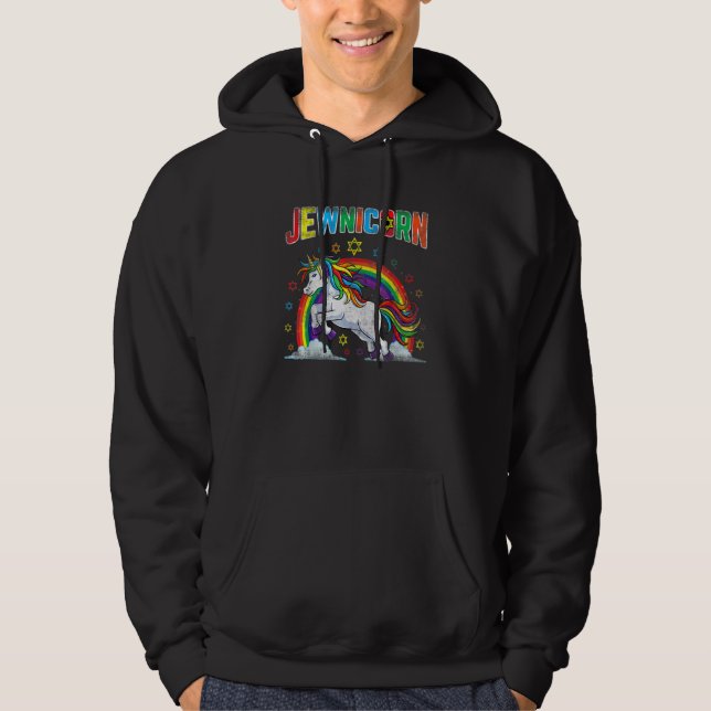Veste À Capuche Jewnicorn Jewish Unicorn Hanukkah Chanukah (Devant)