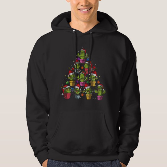 Veste À Capuche Joli Cactus Noël Arbre Succulent Cactus Noël (Devant)