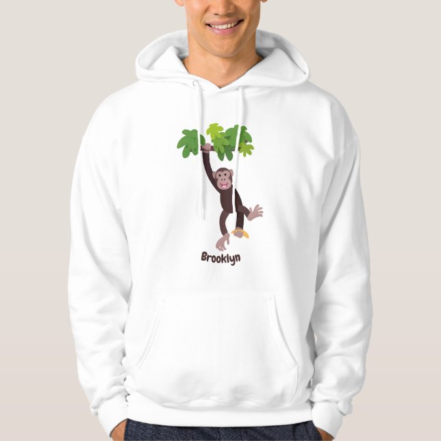 Veste À Capuche Joli chimpanzé dans la jungle suspendu dessin anim (Devant)