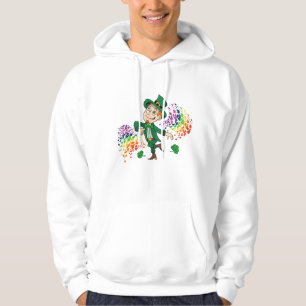 Veste À Capuche Joli et souriant dancing leprechaun, un arc-en-cie