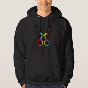 Veste À Capuche Joli lapin lapin Visage Tie Tee Lunettes Joyeux Go