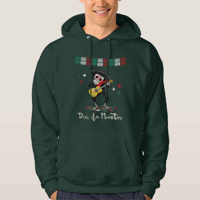Veste À Capuche Joueur de guitare de Dia de Muertos (jour des (Devant)
