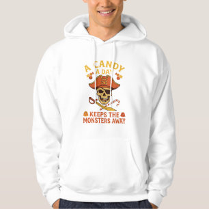Veste À Capuche Jour de bonbons Halloween Pirate Crâne Canne