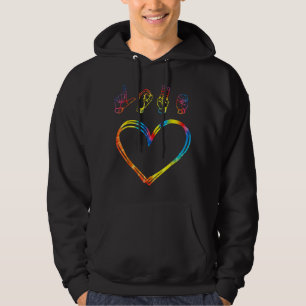 Veste À Capuche Jour des Valentines Tee   Je T'Aime Coeur Main Sig