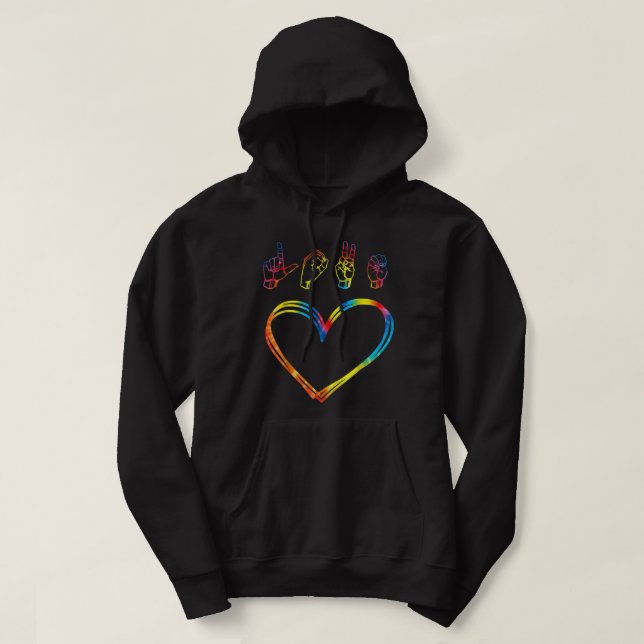 Veste À Capuche Jour des Valentines Tee | Je T'Aime Coeur Main Sig (Design devant)