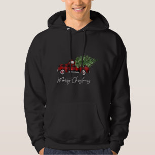 Veste À Capuche Joyeux Buffalo de Noël Plaid Camion Arbre Rouge
