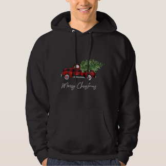 Veste À Capuche Joyeux Buffalo de Noël Plaid Camion Arbre Rouge