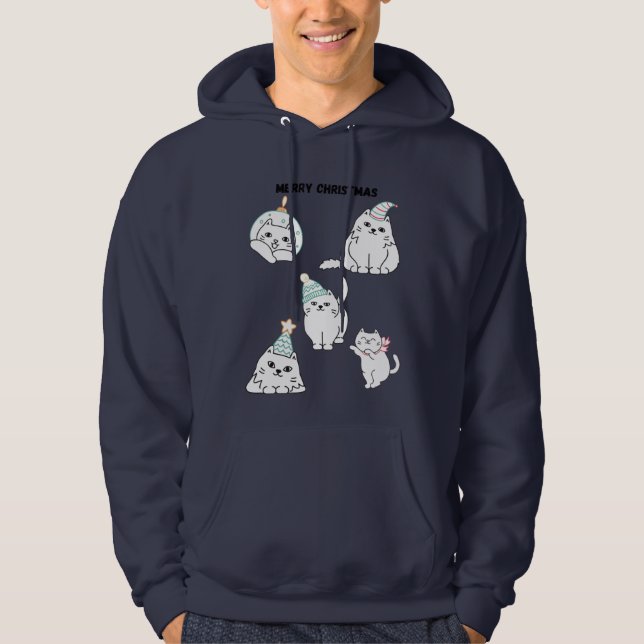 Veste À Capuche Joyeux chats de Noël  (Devant)