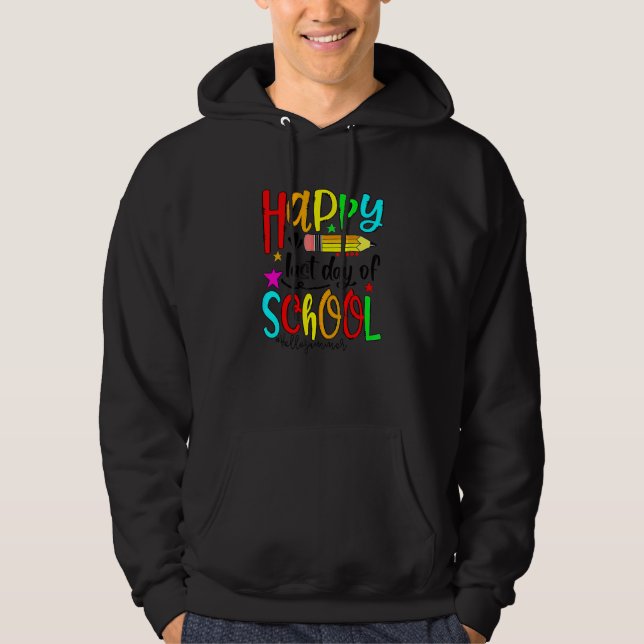 Veste À Capuche Joyeux Dernier Jour De L'École Bonjour Enseignant  (Devant)