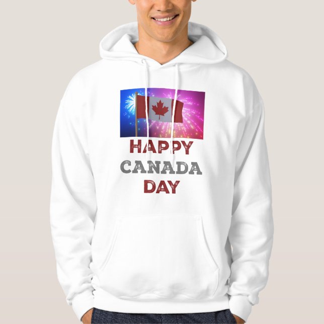 Veste À Capuche Joyeux feux d'artifice de la fête du Canada (Devant)