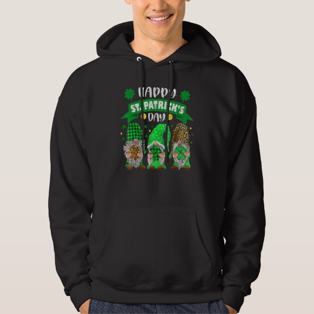 Veste À Capuche Joyeux Jour de la Saint Patrick trois Gnome Shamro (Devant)