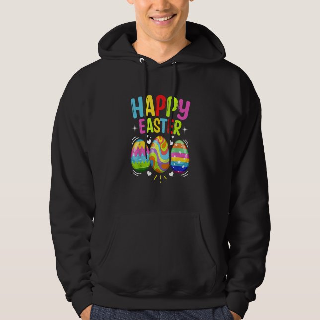 Veste À Capuche Joyeux Jour de Pâques OEuf coloré Visage Masque Ch (Devant)