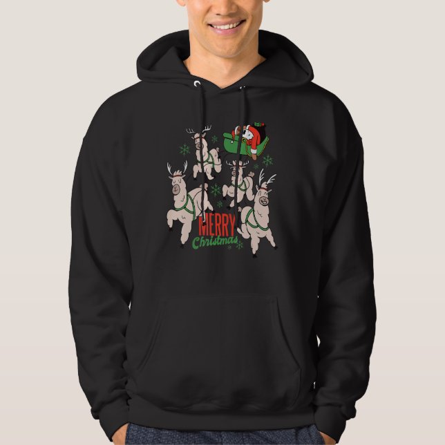 Veste À Capuche Joyeux Noël Père Noël Sloth Llama Reindeer Funny X (Devant)