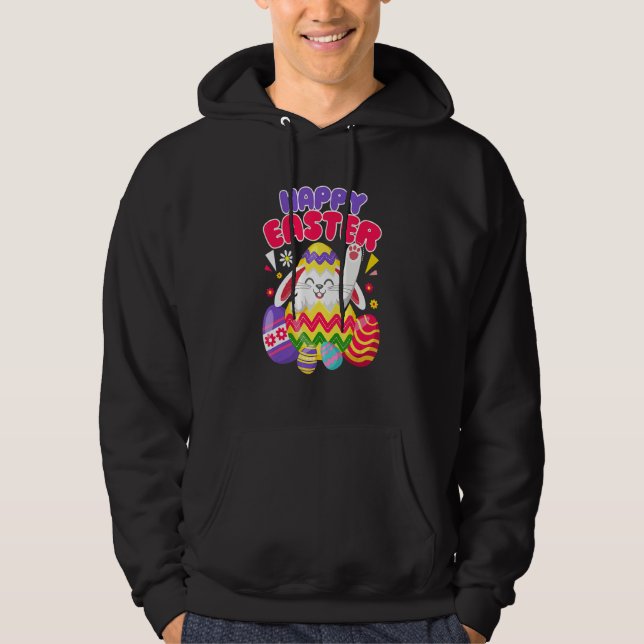 Veste À Capuche Joyeux oeufs de Pâques de lapin (Devant)