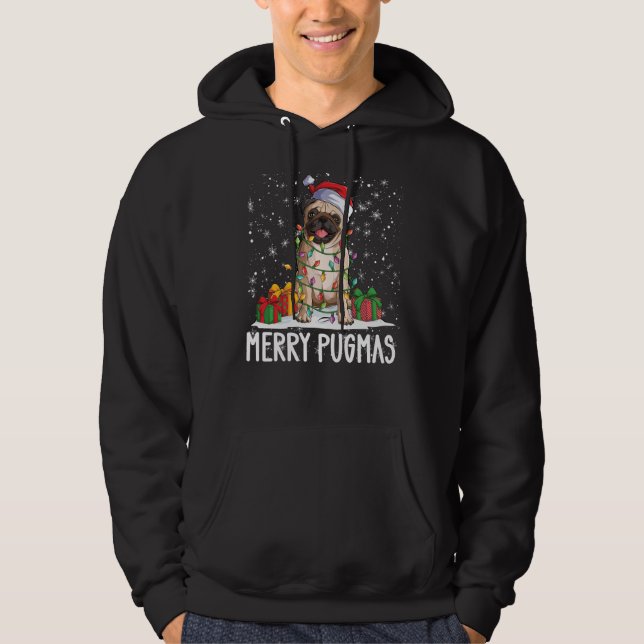 Veste À Capuche Joyeux Pugmas Funny Carlin Noël 2022 Cadeau de Noë (Devant)