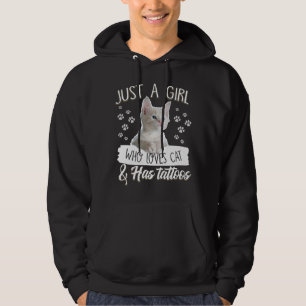 Veste À Capuche Just A Girl Love Kitty Chat A Tattoo Cadeaux Amate