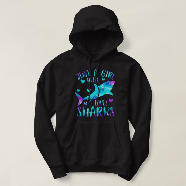Veste À Capuche just a rl who losharks - watercolor shark (Design devant)
