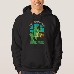 Veste À Capuche Juste Un Garçon Qui Aime Les Dinosaures Vintage Su
