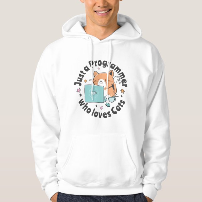 Veste À Capuche Juste un programmeur qui aime les chats (Devant)