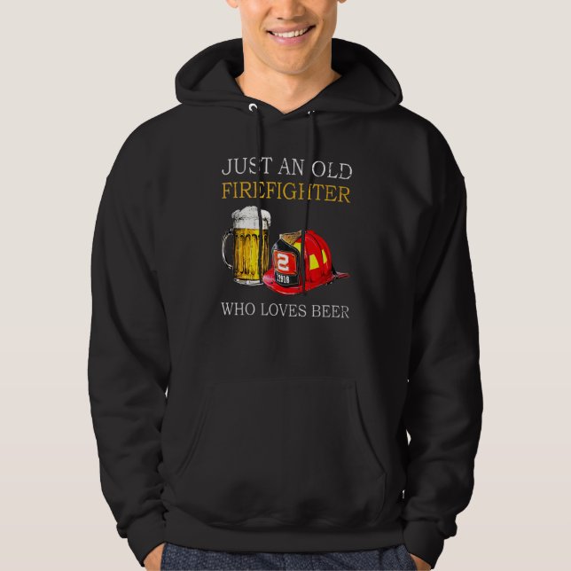 Veste À Capuche Juste Un Vieux Pompier Qui Aime La Bière (Devant)