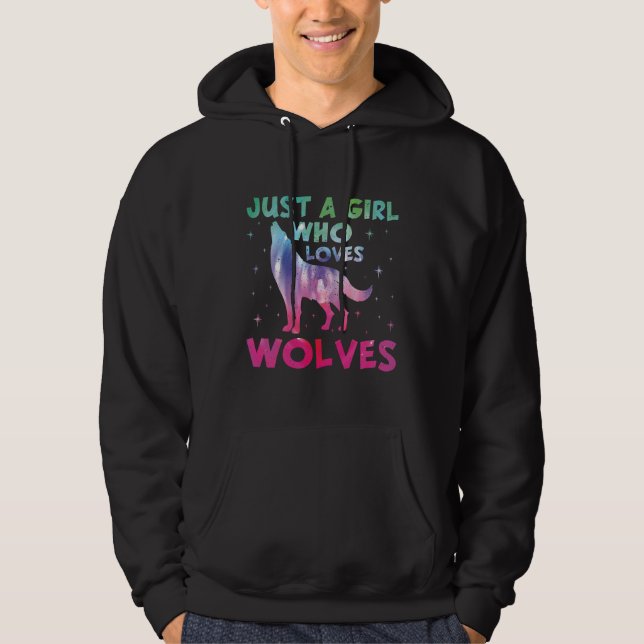 Veste À Capuche Juste une fille qui aime les loups aquarelle (Devant)
