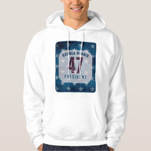 Veste À Capuche Kamala Harris 47 Président. BLANCHE