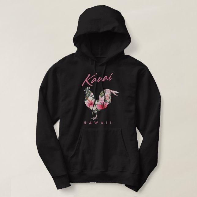 Veste À Capuche Kauai Hawaii Fleur Hibiscus Poulet Amoureux Souven (Design devant)
