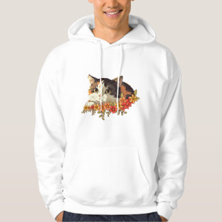 Veste À Capuche Kawaii Calico Cat Floral Peeking Art