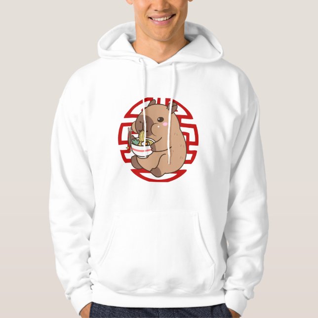 Veste À Capuche Kawaii Capybara Manger Ramen Noodles Anime (Devant)
