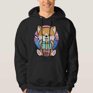Veste À Capuche Kawaii Corgi Chien Bubble Tea Boba Anime Neko Japa