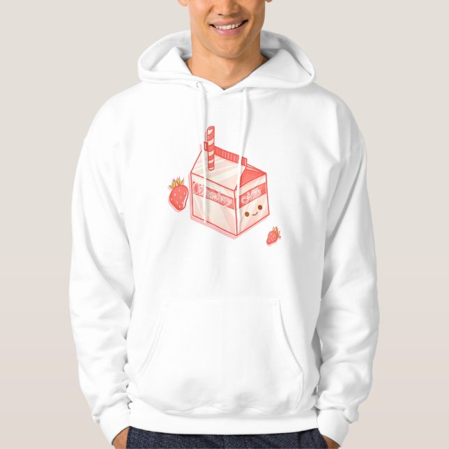 Veste À Capuche Kawaii Strawberry Milk Carton - Cute Aesthetic Art (Devant)