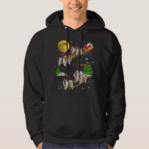 Veste À Capuche Keeshond Reindeer Noël Chien Riding Père Noël Noël
