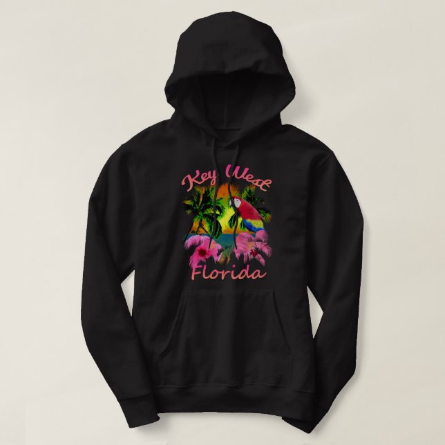 Veste À Capuche Key West Tropical Beach Sunset Long Manche (Design devant)