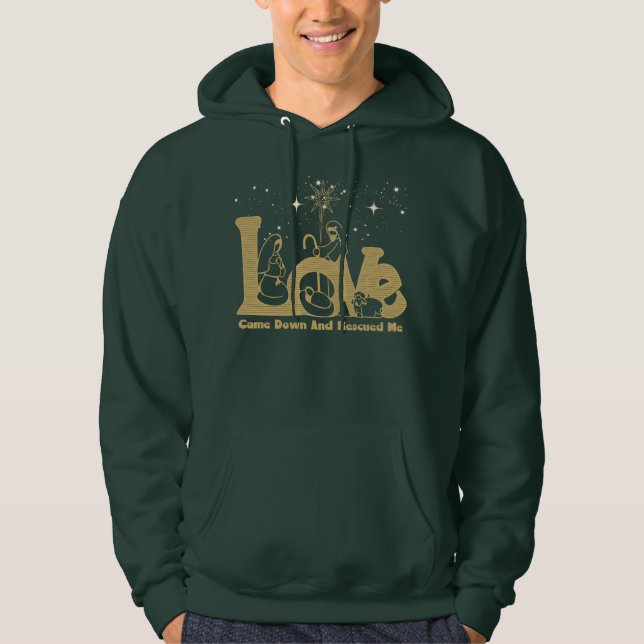 Veste À Capuche La crèche de Noël de la famille chrétienne Gold (Devant)