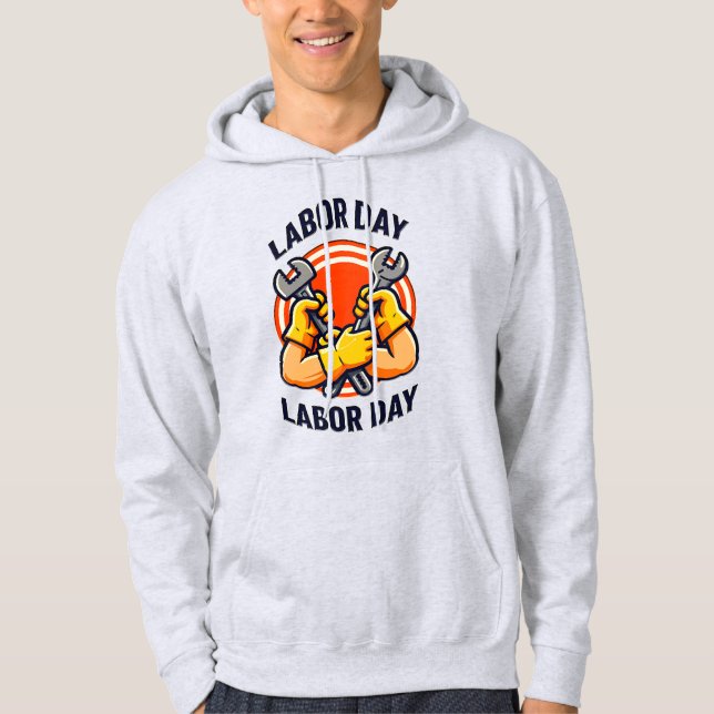 Veste À Capuche Labor Day Strong Worker Hands Tools Design (Devant)