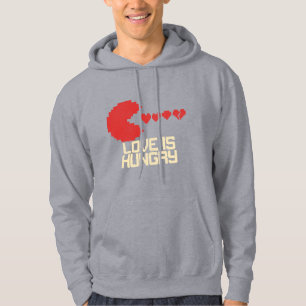 Veste À Capuche L'Amour a Faim – Cœurs Rétro en Pixel