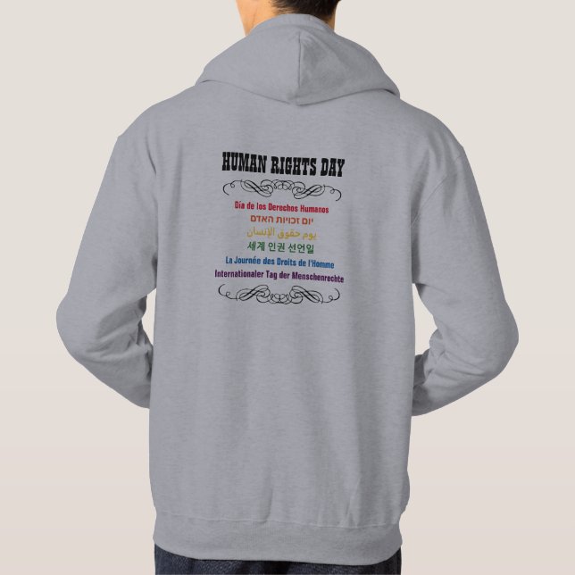 Veste À Capuche Langue de multiple de jour de droits de l'homme (Dos)