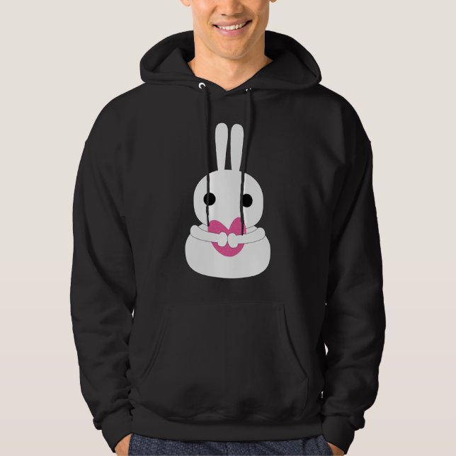 Veste À Capuche Lapin Neige Snowman rose Coeur SuspectCelery™ Noir (Devant)