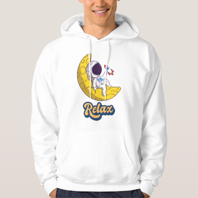 Veste À Capuche L'astronaute allongé et reposant sur la Lune (Devant)