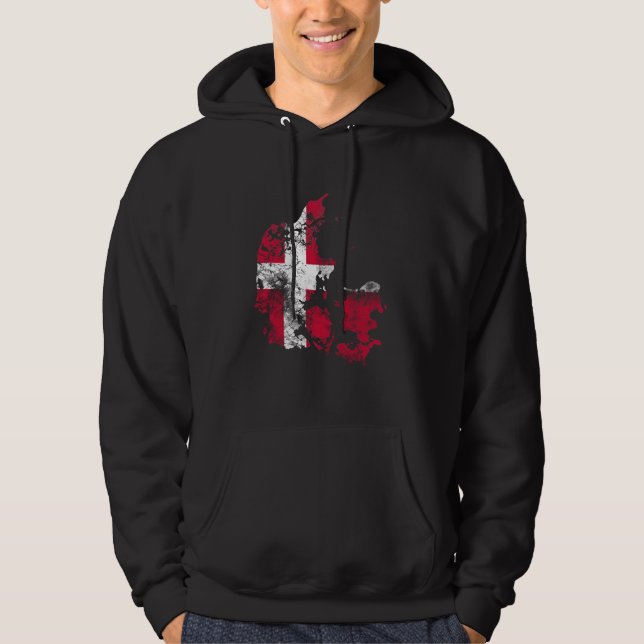 Veste À Capuche Le Danemark a affligé le drapeau (Devant)