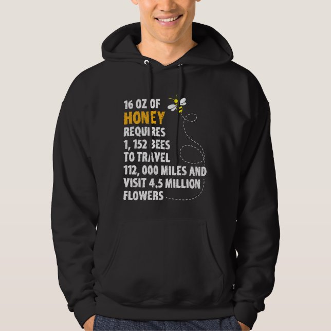 Veste À Capuche Le plante de statistiques de miel d'abeille (Devant)