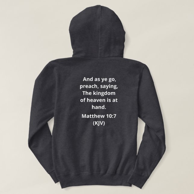 Veste À Capuche Le Royaume du Ciel Grey Bible Verse (Design dos)