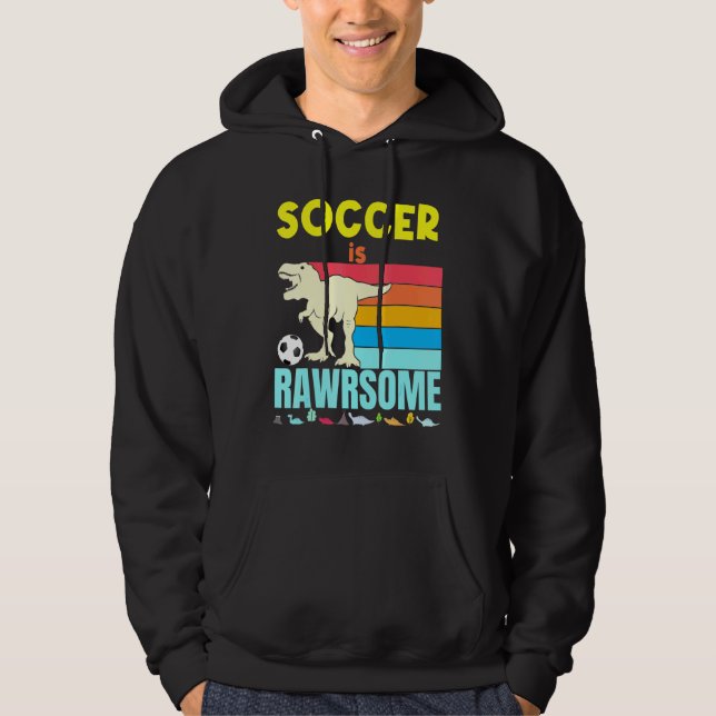 Veste À Capuche Le Soccer Est Super Garçons Filles Football Dinosa (Devant)