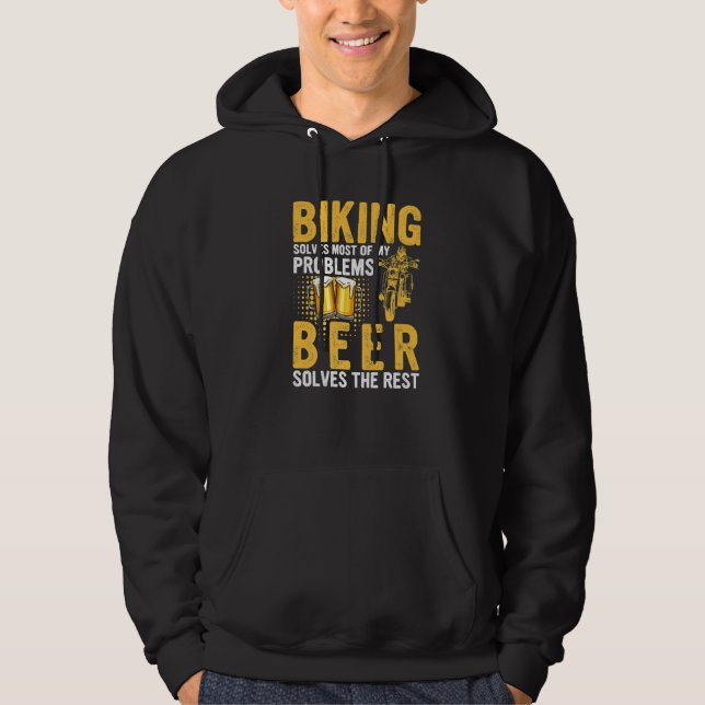 Veste À Capuche Le Vélo Résout La Plupart De Mes Problèmes Bière M (Devant)