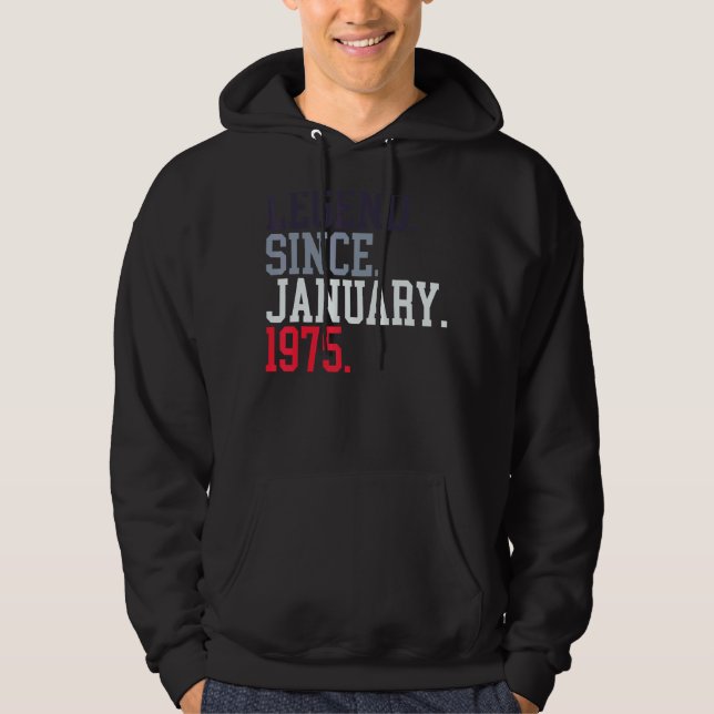 Veste À Capuche Légende Depuis Janvier 1975 Pour Hommes Femmes 19  (Devant)