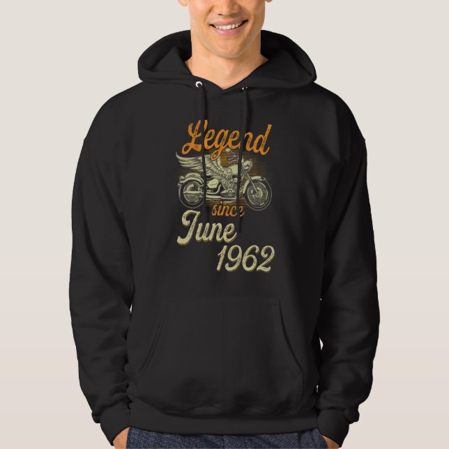 Veste À Capuche Légende depuis juin 1962 Âge 60e Anniversaire Moto (Devant)