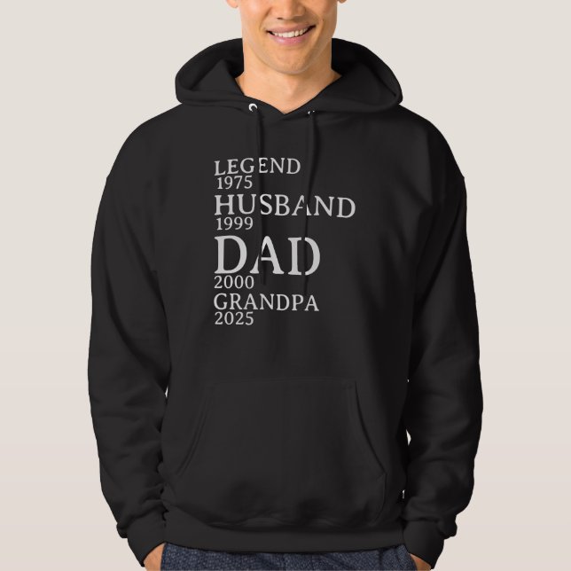 Veste À Capuche Légende mari papa grand-père Customisé années (Devant)